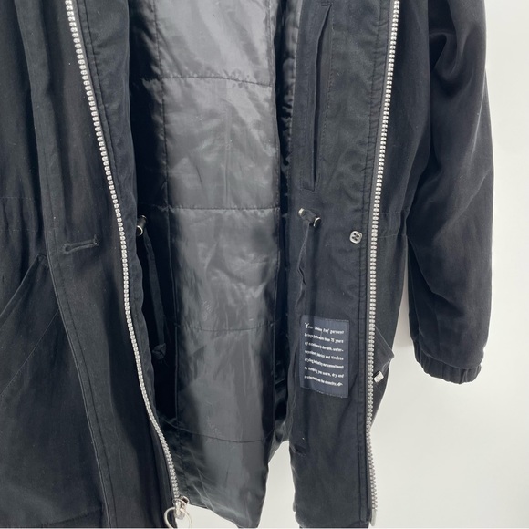 London Fog Women’s Coat Black Full Zip Fox Fur Trim Hood Petite M - Picture 5 of 9